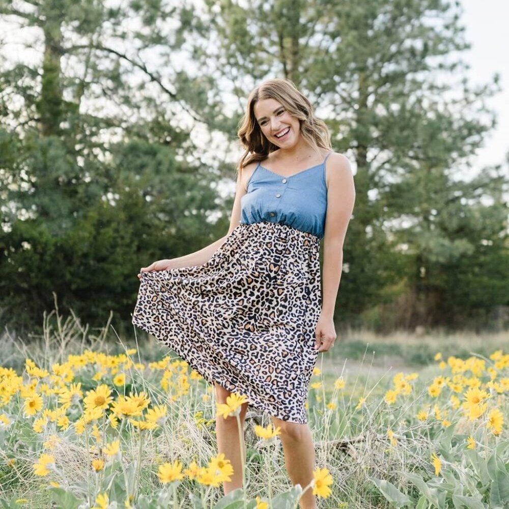 Mommy and Me Dresses Kids and Adults Sleeveless Leopard Solid Tank - Picture 3 of 6